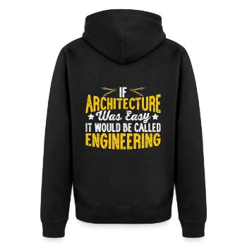 Architekt - Unisex Premium Bio Zip Hoodie - Schwarz - Hinten - Nico (187cm)
