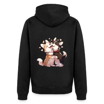 Chiens Amour Câlin Câlin Coeur Mignon Mignon - Veste à capuche bio Premium Unisexe - noir - Dos - Nico (187cm)