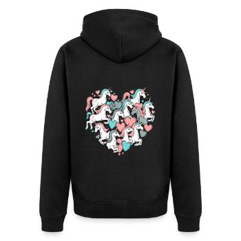 Unicorn Unicorns Heart Heart Shape Love Colorful Cute - Unisex Premium Organic Zip Hoodie - black - Back - Nico (187cm)