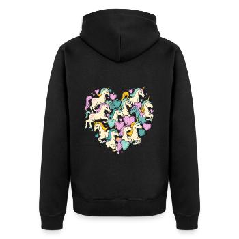 Unicorn Unicorns Heart Heart Shape Love Colorful Cute - Unisex Premium Organic Zip Hoodie - black - Back - Nico (187cm)