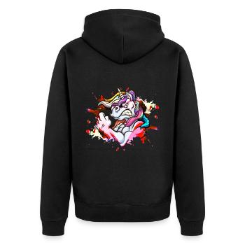 Unicorn Strong Muscles Fitness Bodybuilding Colorful - Unisex Premium Organic Zip Hoodie - black - Back - Nico (187cm)