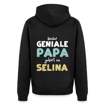 Dieser Geniale Papa Gehört Zu Se... - Unisex Premium Bio Zip Hoodie - Schwarz - Hinten - Nico (187cm)