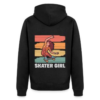 Skater Girl Skateboarding - Unisex Premium Bio Zip Hoodie - Schwarz - Hinten - Nico (187cm)