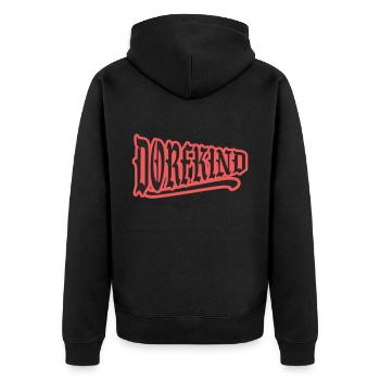 dorf dorfkind stadt stadtkind dorfi bauer landei - Unisex Premium Bio Zip Hoodie - Schwarz - Hinten - Nico (187cm)