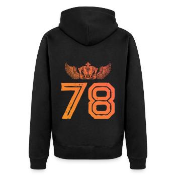78 Number crown - Unisex Premium Organic Zip Hoodie - black - Back - Nico (187cm)