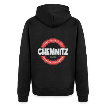 Chemnitz Germany City Skyline Home Love - Unisex Premium Organic Zip Hoodie - black - Back - Nico (187cm)