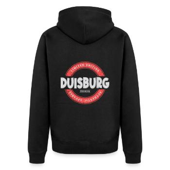 Duisburg Deutschland Stadt Skyline Heimat Liebe - Unisex Premium Bio Zip Hoodie - Schwarz - Hinten - Nico (187cm)