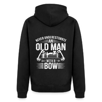 Bogenschießen Bogenschütze Alter Mann - Unisex Premium Bio Zip Hoodie - Schwarz - Hinten - Nico (187cm)