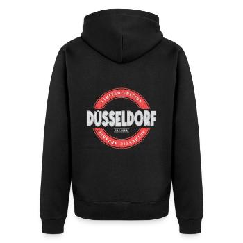 Düsseldorf Allemagne Ville Skyline Accueil Amour - Veste à capuche bio Premium Unisexe - noir - Dos - Nico (187cm)