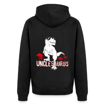 Unclesaurus T rex Onkel Saurus Dinosaurier Männer - Unisex Premium Bio Zip Hoodie - Schwarz - Hinten - Nico (187cm)
