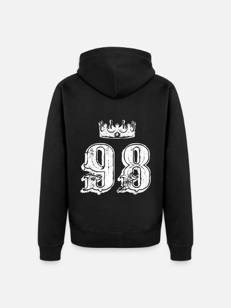 98 Number crown - Unisex Premium Organic Zip Hoodie - black