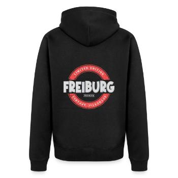 Freiburg Germany City Skyline Home Love - Unisex Premium Organic Zip Hoodie - black - Back - Nico (187cm)