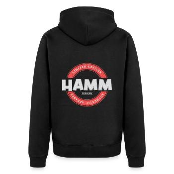Hamm Deutschland Stadt Skyline Heimat Liebe - Unisex Premium Bio Zip Hoodie - Schwarz - Hinten - Nico (187cm)