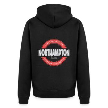 Northampton Angleterre UK City Skyline Accueil Amour - Veste à capuche bio Premium Unisexe - noir - Dos - Nico (187cm)