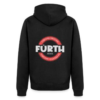 Fürth Deutschland Stadt Skyline Heimat Liebe - Unisex Premium Bio Zip Hoodie - Schwarz - Hinten - Nico (187cm)