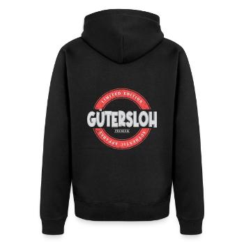 Gütersloh Deutschland Stadt Skyline Heimat Liebe - Unisex Premium Bio Zip Hoodie - Schwarz - Hinten - Nico (187cm)