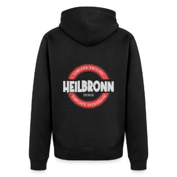 Heilbronn Deutschland Stadt Skyline Heimat Liebe - Unisex Premium Bio Zip Hoodie - Schwarz - Hinten - Nico (187cm)