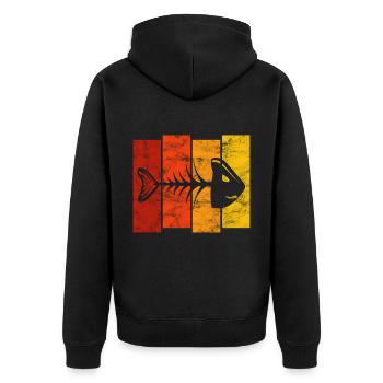 Arêtes de poisson pour pêcheurs, pêcheurs et enfants | Poissons - Veste à capuche bio Premium Unisexe - noir - Dos - Nico (187cm)