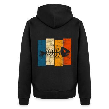 Arêtes de poisson pour pêcheurs, pêcheurs et enfants | Poissons - Veste à capuche bio Premium Unisexe - noir - Dos - Nico (187cm)