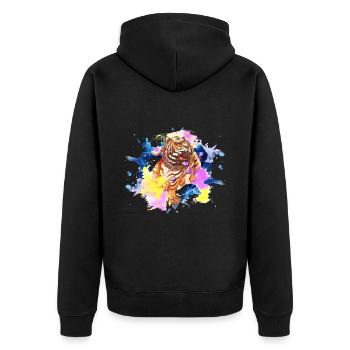 Tiger Splash Grunge Colorful Animal Predator Art - Veste à capuche bio Premium Unisexe - noir - Dos - Nico (187cm)