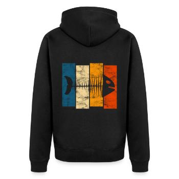 Arête de poisson pour les pêcheurs, les pêcheurs et les enfants | Poissons - Veste à capuche bio Premium Unisexe - noir - Dos - Nico (187cm)