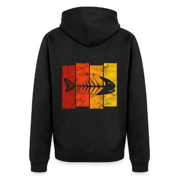 Arête de poisson pour les pêcheurs, les pêcheurs et les enfants | Poissons - Veste à capuche bio Premium Unisexe - noir - Dos - Nico (187cm)