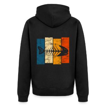 Arête de poisson pour les pêcheurs, les pêcheurs et les enfants | Poissons - Veste à capuche bio Premium Unisexe - noir - Dos - Nico (187cm)