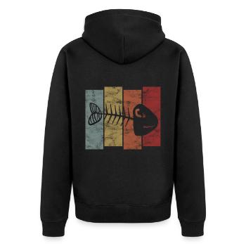Arête de poisson pour les pêcheurs, les pêcheurs et les enfants | Poissons - Veste à capuche bio Premium Unisexe - noir - Dos - Nico (187cm)