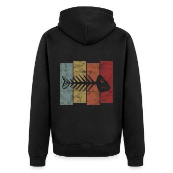 for anglers, fishermen and children | Pisces - Unisex Premium Organic Zip Hoodie - black - Back - Nico (187cm)