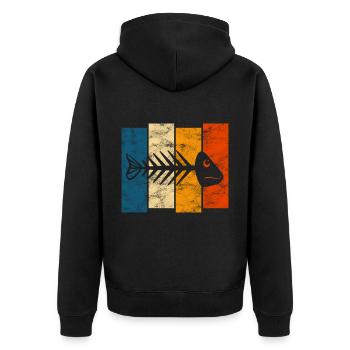 Arête de poisson pour les pêcheurs, les pêcheurs et les enfants | Poissons - Veste à capuche bio Premium Unisexe - noir - Dos - Nico (187cm)