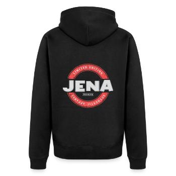 Jena Deutschland Stadt Skyline Heimat Liebe - Unisex Premium Bio Zip Hoodie - Schwarz - Hinten - Nico (187cm)