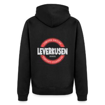 Leverkusen Deutschland Stadt Skyline Heimat Liebe - Unisex Premium Bio Zip Hoodie - Schwarz - Hinten - Nico (187cm)