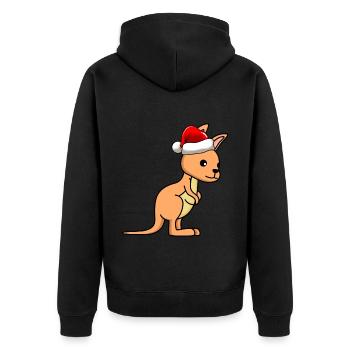 Kangaroo Comic Weihnachten - Unisex Premium Bio Zip Hoodie - Schwarz - Hinten - Nico (187cm)