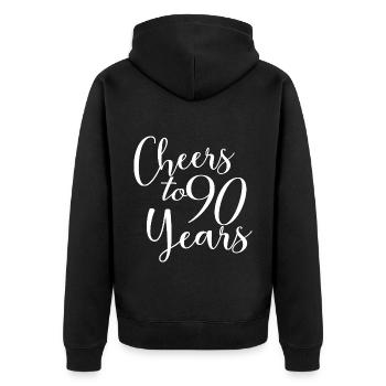 Prost auf 90 Jahre 90. Geburtstag - Unisex Premium Bio Zip Hoodie - Schwarz - Hinten - Nico (187cm)