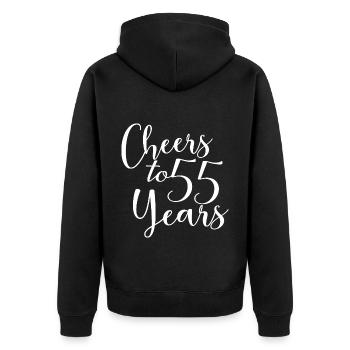 Cheers To 55 Years 55th Birthday Anniversary - Unisex Premium Organic Zip Hoodie - black - Back - Nico (187cm)