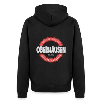 Oberhausen Deutschland Stadt Skyline Heimat Liebe - Unisex Premium Bio Zip Hoodie - Schwarz - Hinten - Nico (187cm)