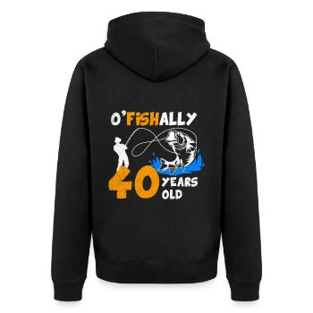 40 Jahre alt, Fischer Angler Geburtsspruch - Unisex Premium Bio Zip Hoodie - Schwarz - Hinten - Nico (187cm)