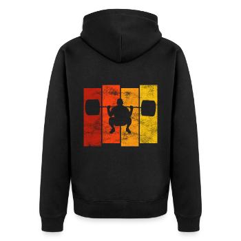 Bodybuilding Bodybuilder GYM Fitnessstudio Retro - Unisex Premium Organic Zip Hoodie - black - Back - Nico (187cm)