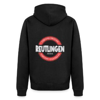 Reutlingen Allemagne Ville Skyline Home Love - Veste à capuche bio Premium Unisexe - noir - Dos - Nico (187cm)