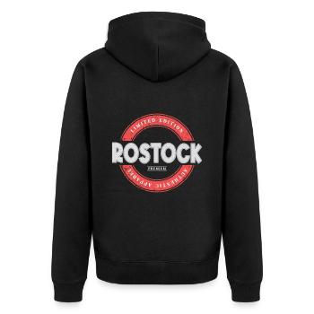 Rostock Allemagne Ville Skyline Accueil Amour - Veste à capuche bio Premium Unisexe - noir - Dos - Nico (187cm)