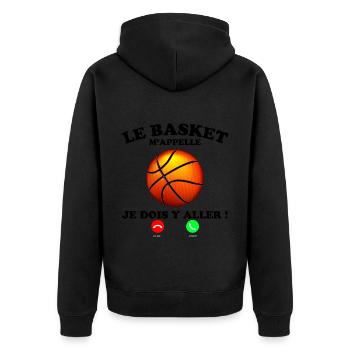 Idée Cadeau Basket-ball Humour Ballon De basket - Veste à capuche bio Premium Unisexe - noir - Dos - Nico (187cm)