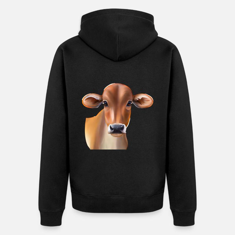Vache suisse brune - Veste à capuche bio Premium Unisexe - noir