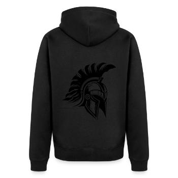 Gladiator Spartaner Helm Sparta - Unisex Premium Bio Zip Hoodie - Schwarz - Hinten - Nico (187cm)