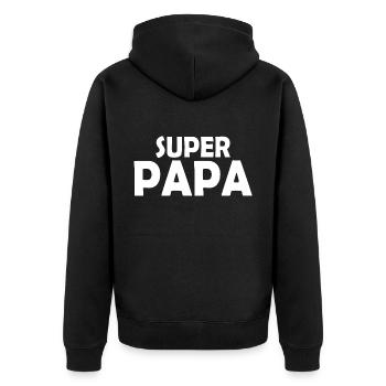 Super papa - Unisex Premium Bio Zip Hoodie - Schwarz - Hinten - Nico (187cm)