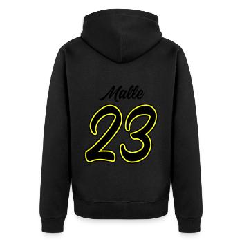Malle 23 - Unisex Premium Organic Zip Hoodie - black - Back - Nico (187cm)