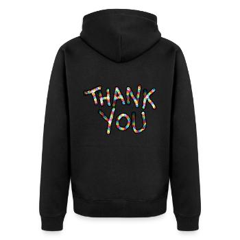 Thank You - Danke dir - Unisex Premium Bio Zip Hoodie - Schwarz - Hinten - Nico (187cm)