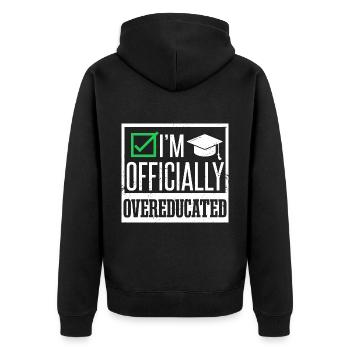Ich bin offiziell übergebildet - Unisex Premium Bio Zip Hoodie - Schwarz - Hinten - Nico (187cm)