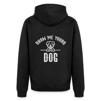 Show me your Dog Artwork - Unisex Premium Bio Zip Hoodie - Schwarz - Hinten - Nico (187cm)