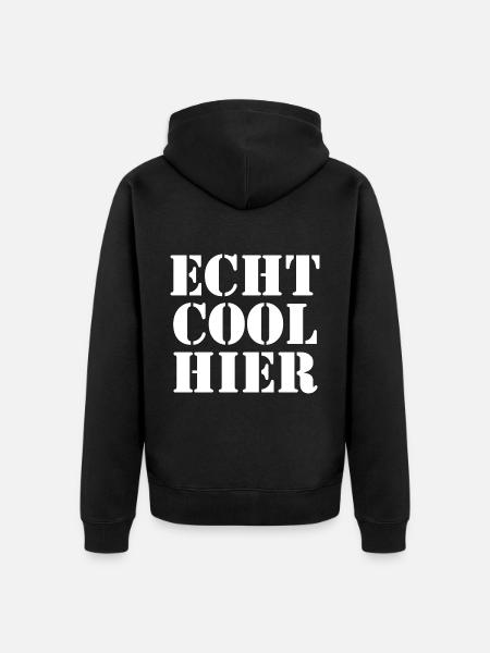 echt cool hier 2 weiss - Unisex Premium Bio Zip Hoodie - Schwarz