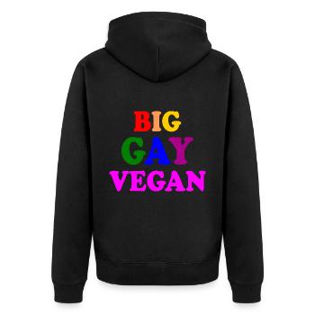 Big gay vegan - Veste à capuche bio Premium Unisexe - noir - Dos - Nico (187cm)